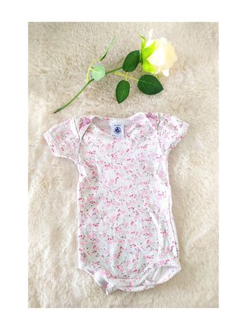 Body en coton manches courtes petites fleurs Petit Bateau 3 mois