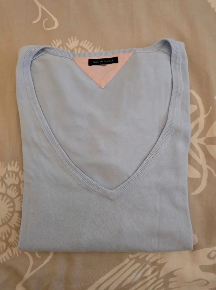 🌟 Pull col V bleu ciel Tommy hilfiger femme - Taille  S/M 🌟