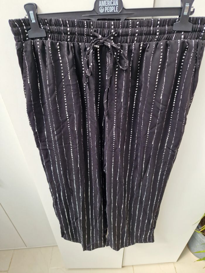 Pantalon Léger Fluide Noir Imprimé Blanc - photo numéro 12