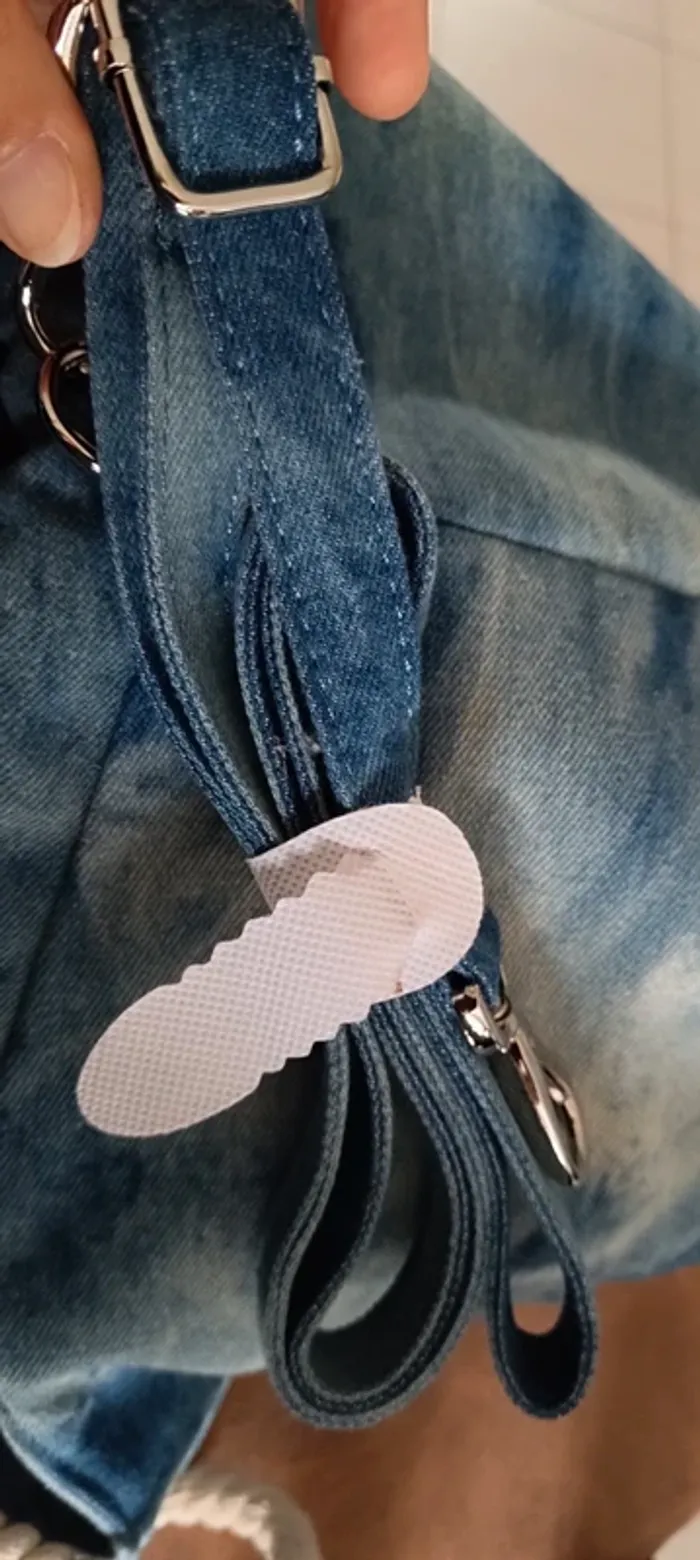 Sac à main cabas bandoulière en jeans et portefeuille assorti - photo numéro 7
