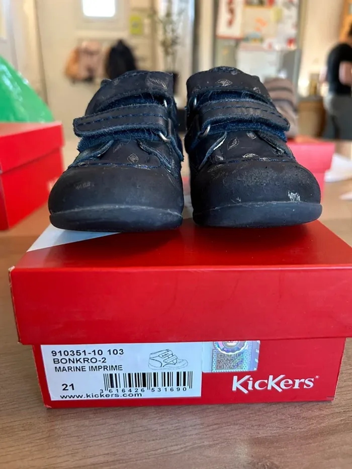 Kickers bonkro-2 en cuir marine imprimé 21