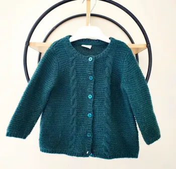 18 mois gilet maille tape a l'oeil vert