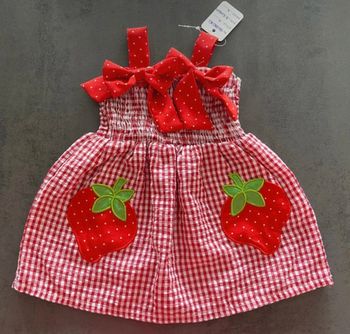 Robe blanche et rouge 3-6 mois [ref.66B070]