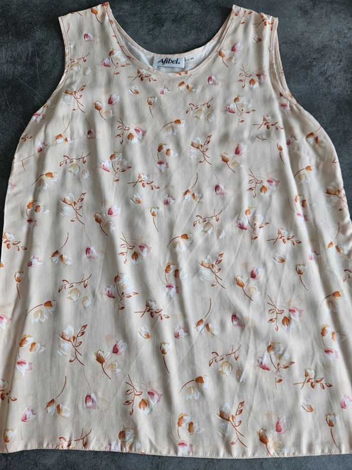 Blouse débardeur fleurie femme - Taille 42 / 44 - Afibel - Beige - photo numéro 5