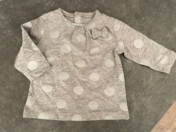 T-shirt manches longues gris pailleté bébé fille 9 mois