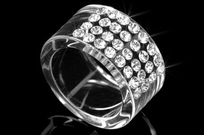 Bague en cristal cristaluna vera acrylique transparente swarovski neuf 100 109 00 - photo numéro 5