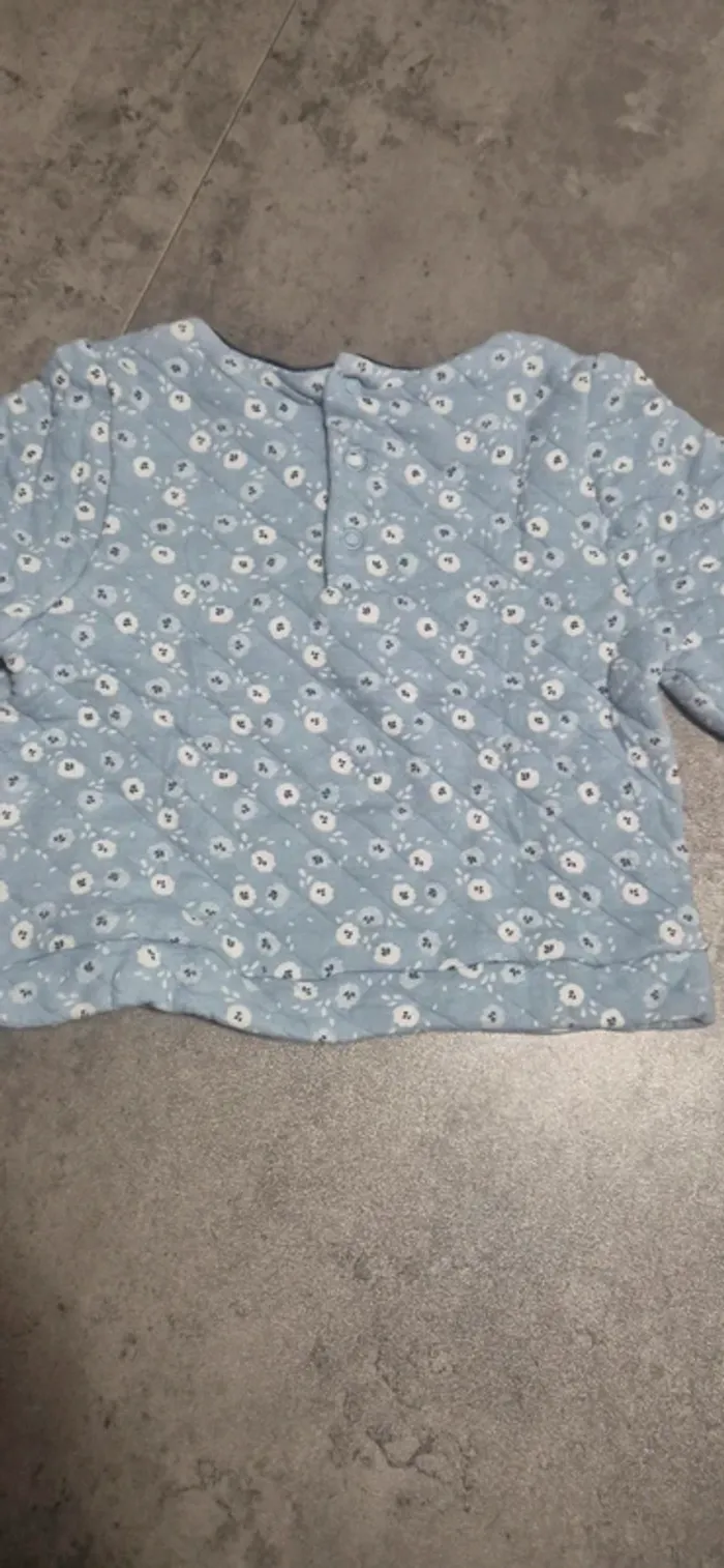 Pull bleu a fleur pour fille - photo numéro 3