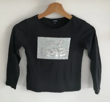 Tshirt manche longue à sequin kiabi noir et or