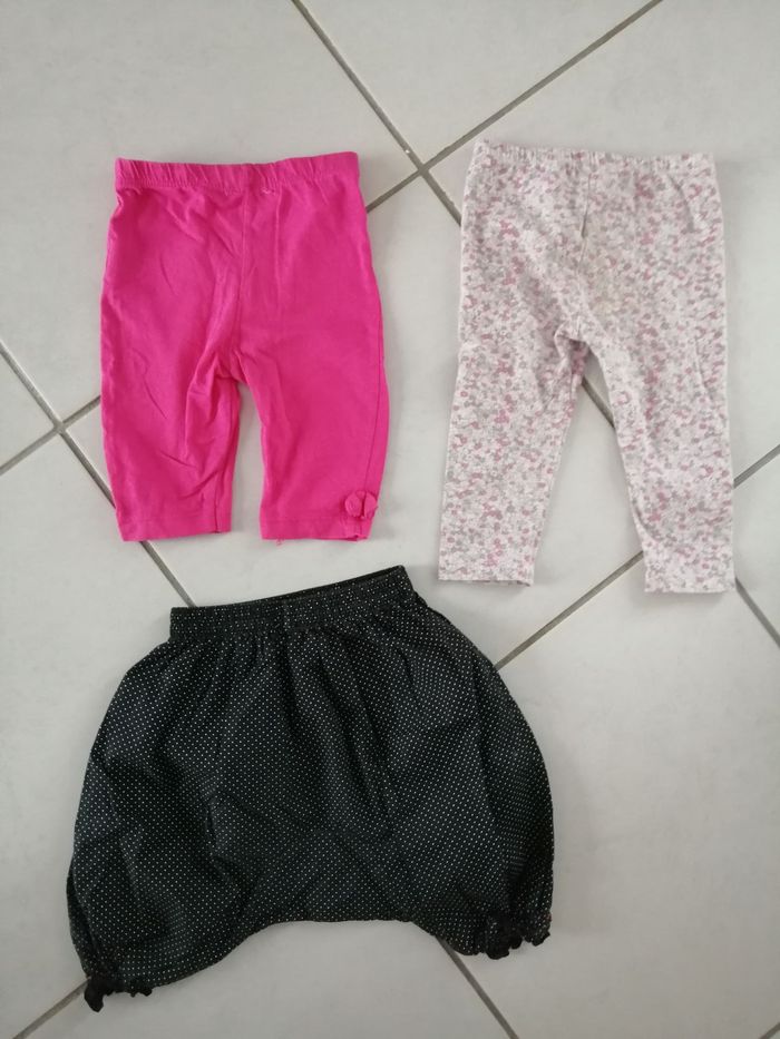 Lot de 3 pantalons fille 18 mois rose noir fleurs - photo numéro 3