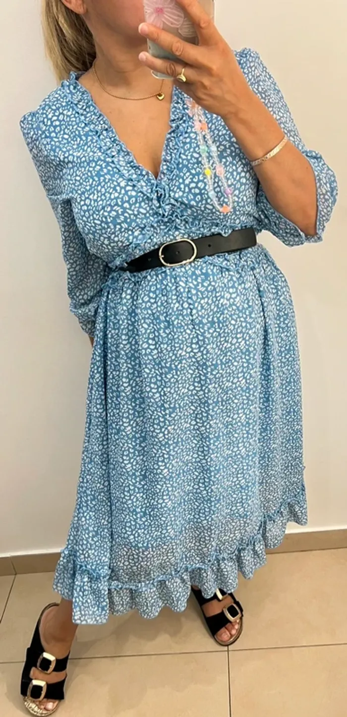 Robe Imprimée Léopard Avec Volant Taille M - photo numéro 2