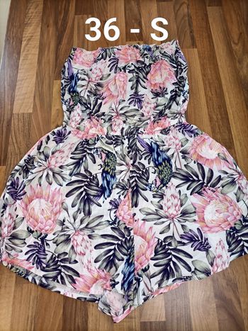 Combi shorty épaules dénudées fleuri S H&M