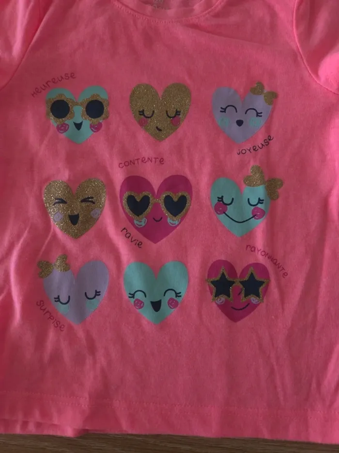 Tshirt coeur rose 12 mois - photo numéro 2