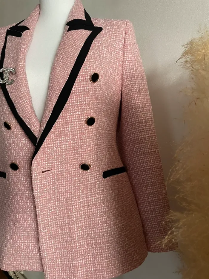 Veste blazer tailleur Zara tweed taille S - photo numéro 9