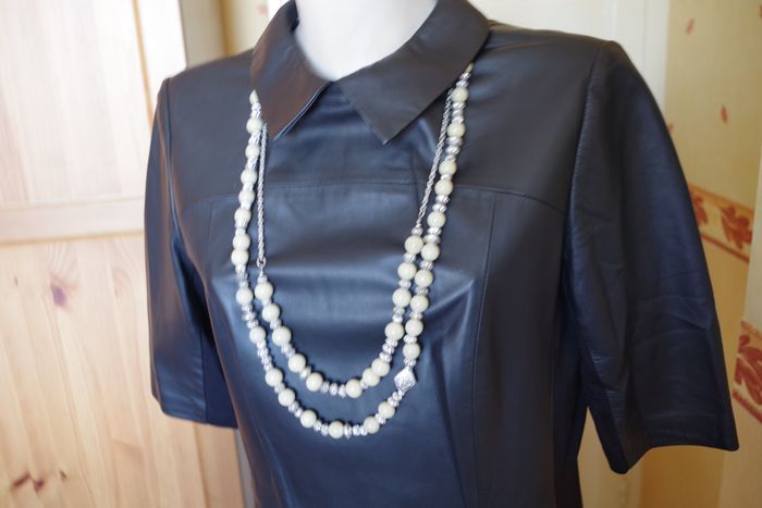 Blacky Dress - Robe cuir agneau, coupe évasée noir T. 42 - photo numéro 3
