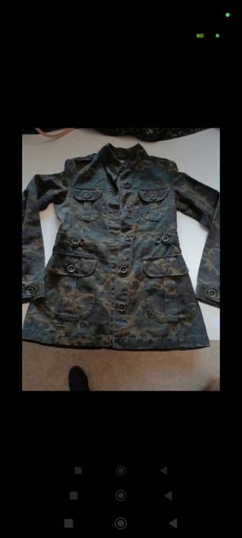 Veste en jeans femme Eden Park  treilli militaire taille 36 coupe ajustée et cintrée