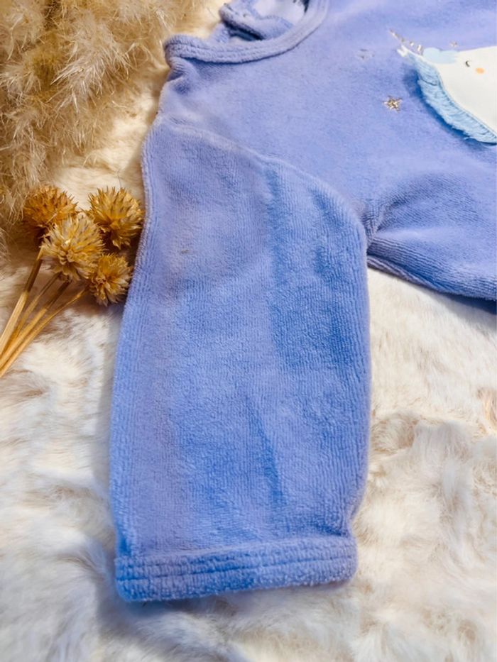 Pyjama velours violet Licorne, bébé fille, 3 mois, kiabi, bon état - photo numéro 2