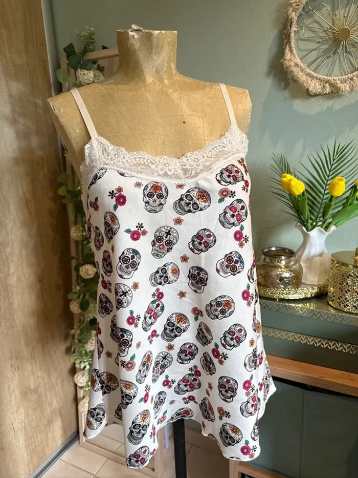 Débardeur à bretelles skull femme