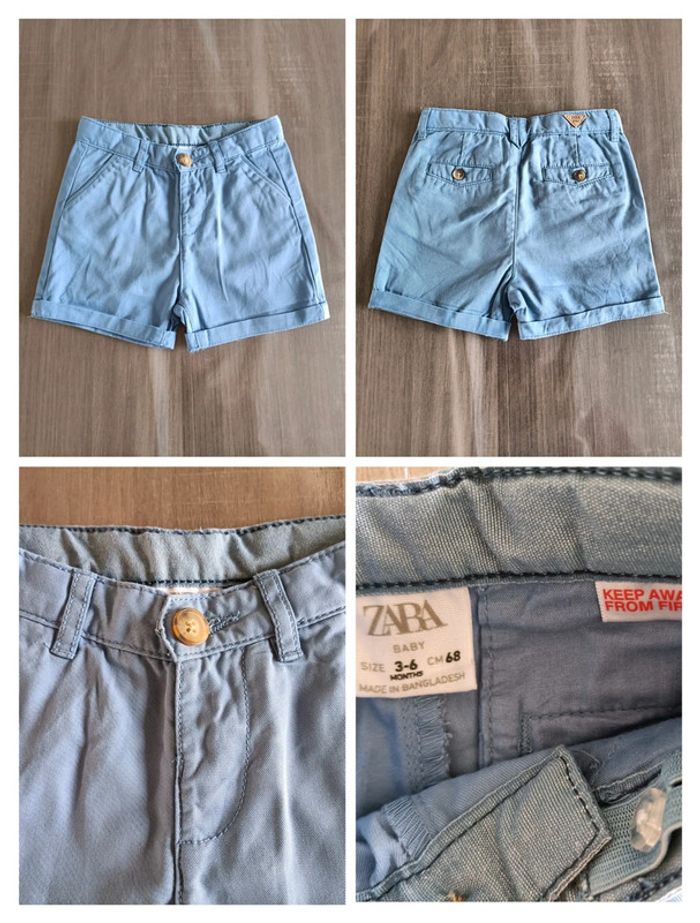 Short/ bermuda bleu Zara 3-6 mois 68 cm - photo numéro 2