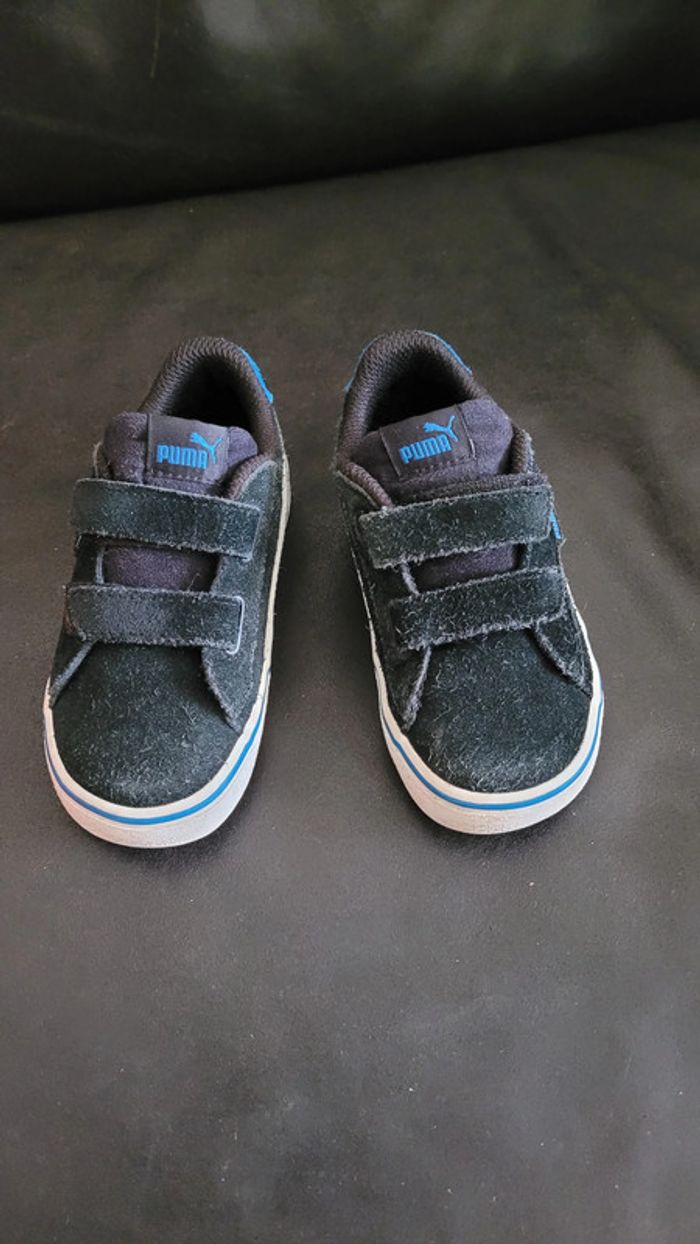 Chaussures basket sneakers à scratch enfant Puma noires T 24 garçon - photo numéro 3