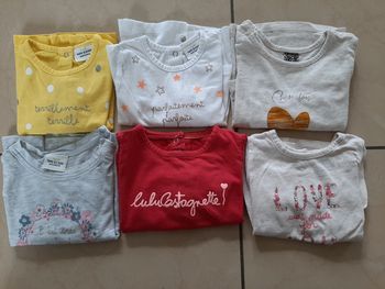 Lot de 6 tee shirts manches longues fille 6 mois