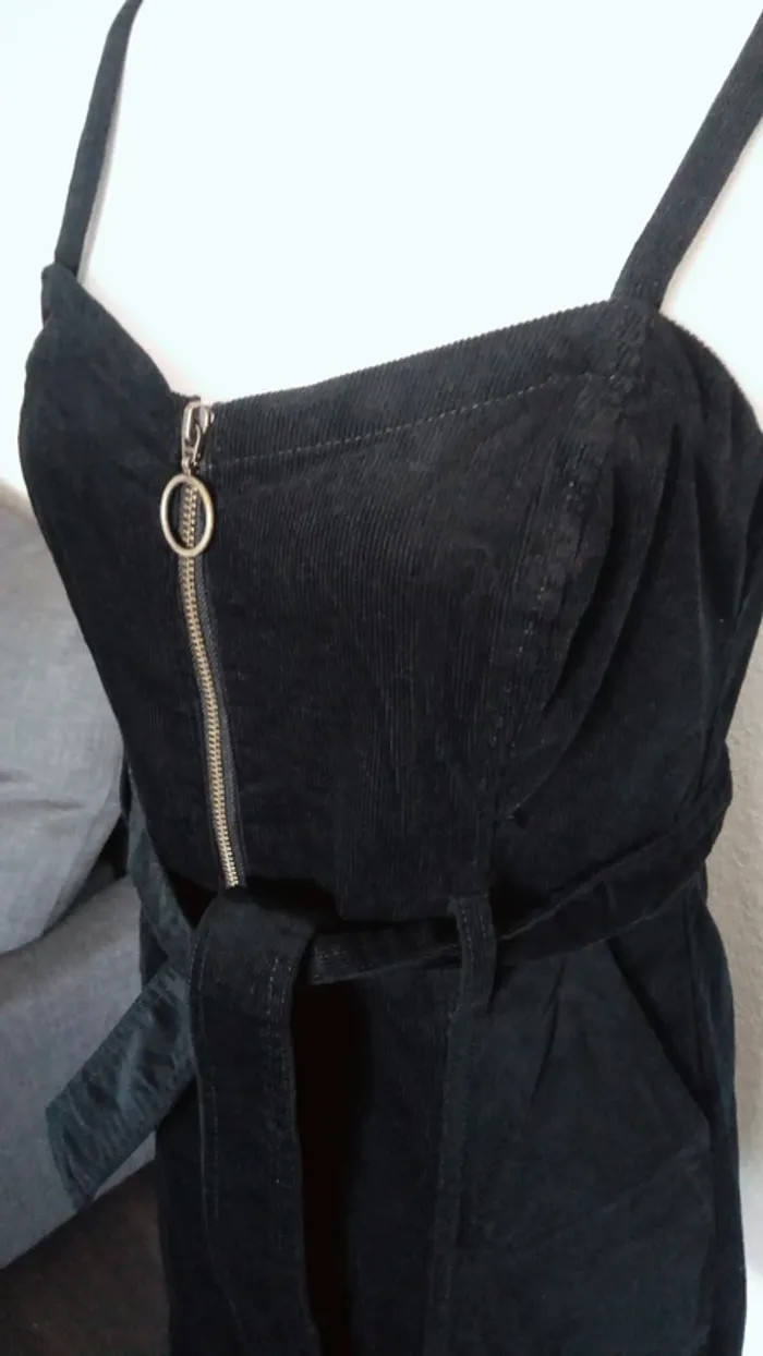 coton noire côtelé Robe