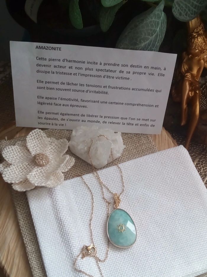 Collier pierre d'amazonite réversible naturelle - photo numéro 2