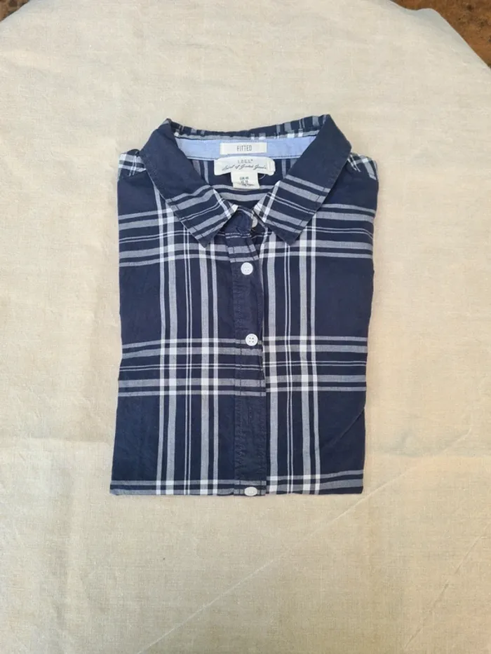 Chemise H&M bleu marine/blanc
