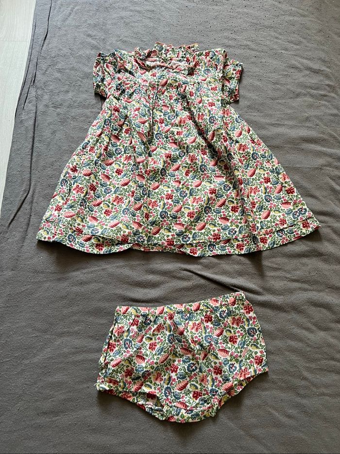 Robe et culotte fille à fleur 6 mois Boutchou - photo numéro 2