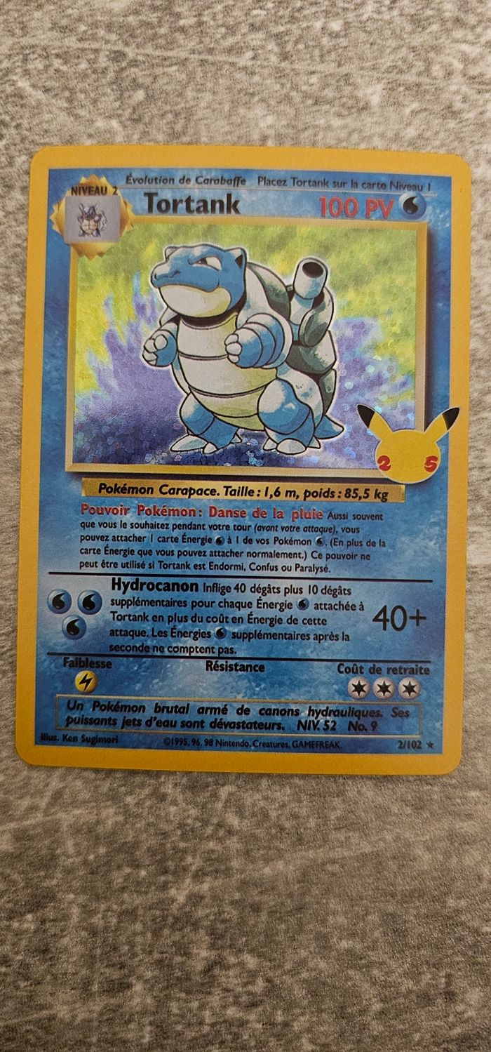 Carte Pokémon Dracaufeu ,Tortank et Florizarre 25ème anniversaire - photo numéro 2