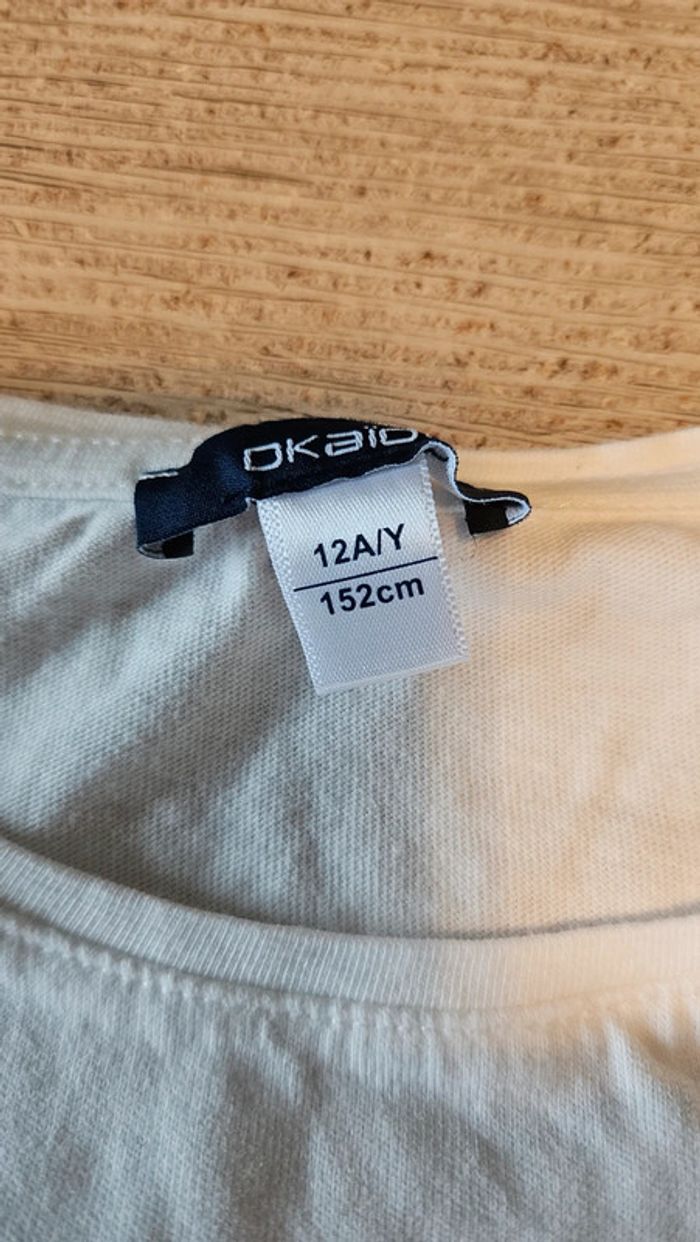 T shirt fille blanc à manches longues, Okaïdi, 12 ans - photo numéro 5
