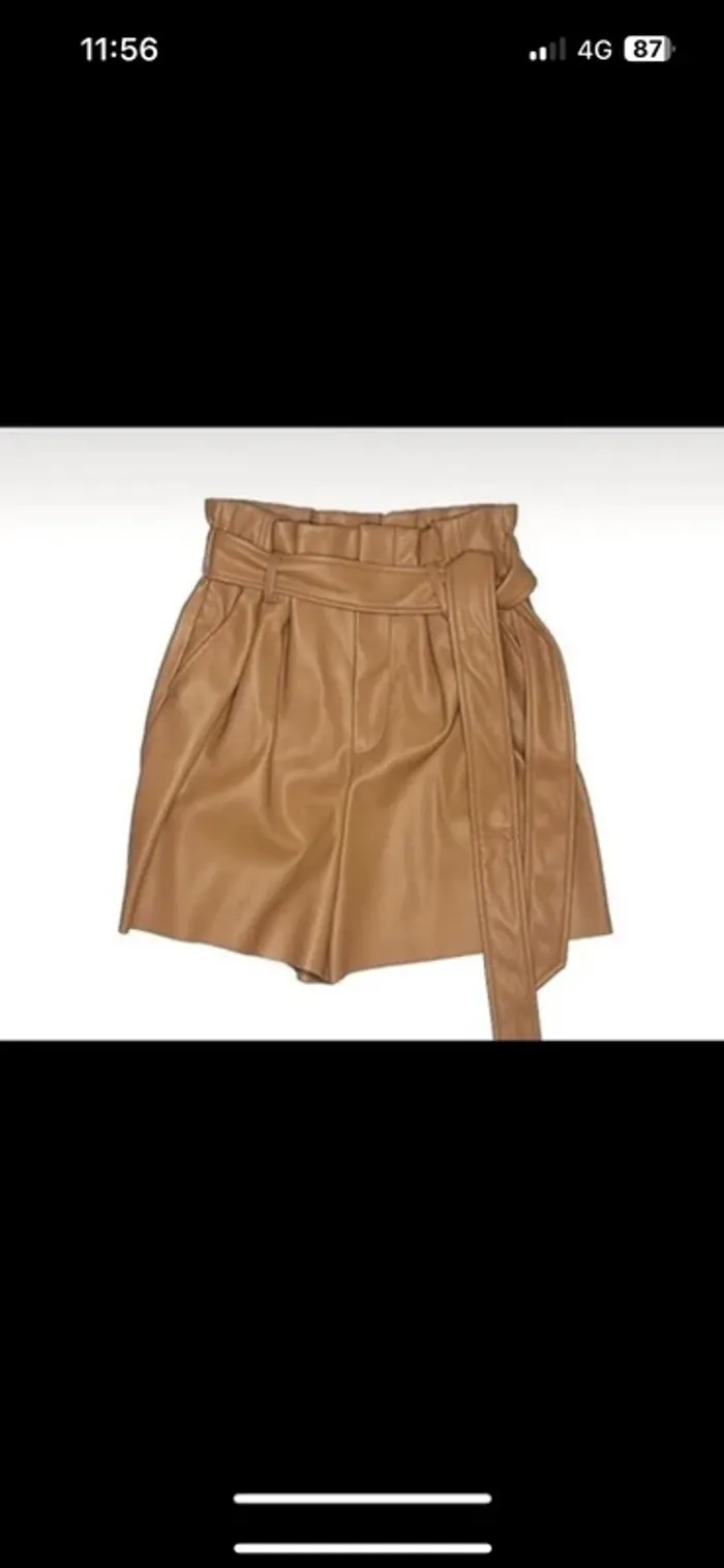 short zara simili cuir marron camel - photo numéro 4