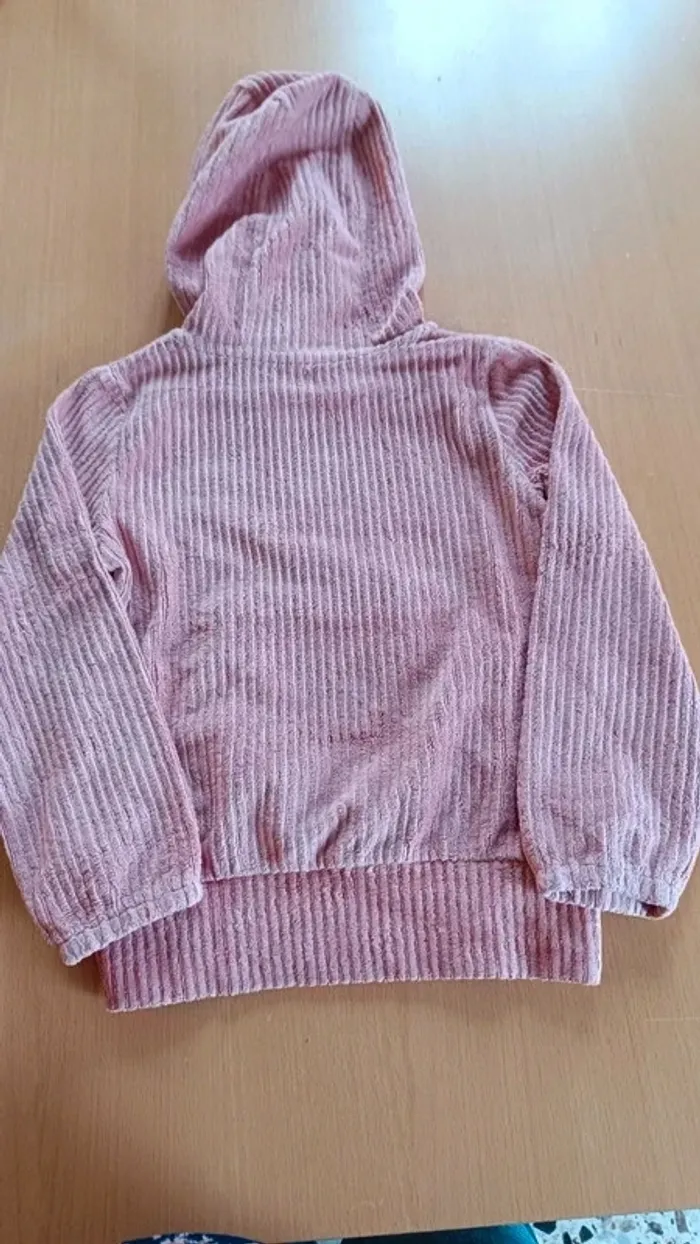 Pull velours effet côtelé rose - photo numéro 4