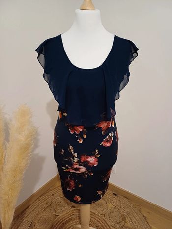 Robe bleue Marine Fleurie taille M 38