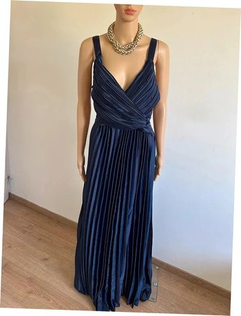 Robe longue plissée bleue marine neuve Boohoo taille 40