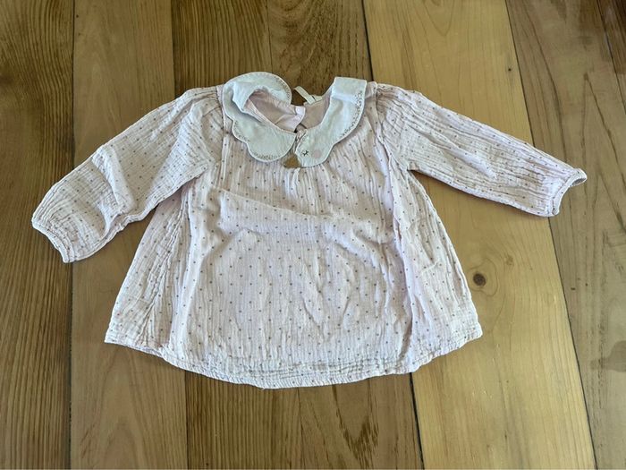 🦢 Tunique rose pâle à pois – 18 mois – Orchestra – Col cygne trop chou ! 🎀