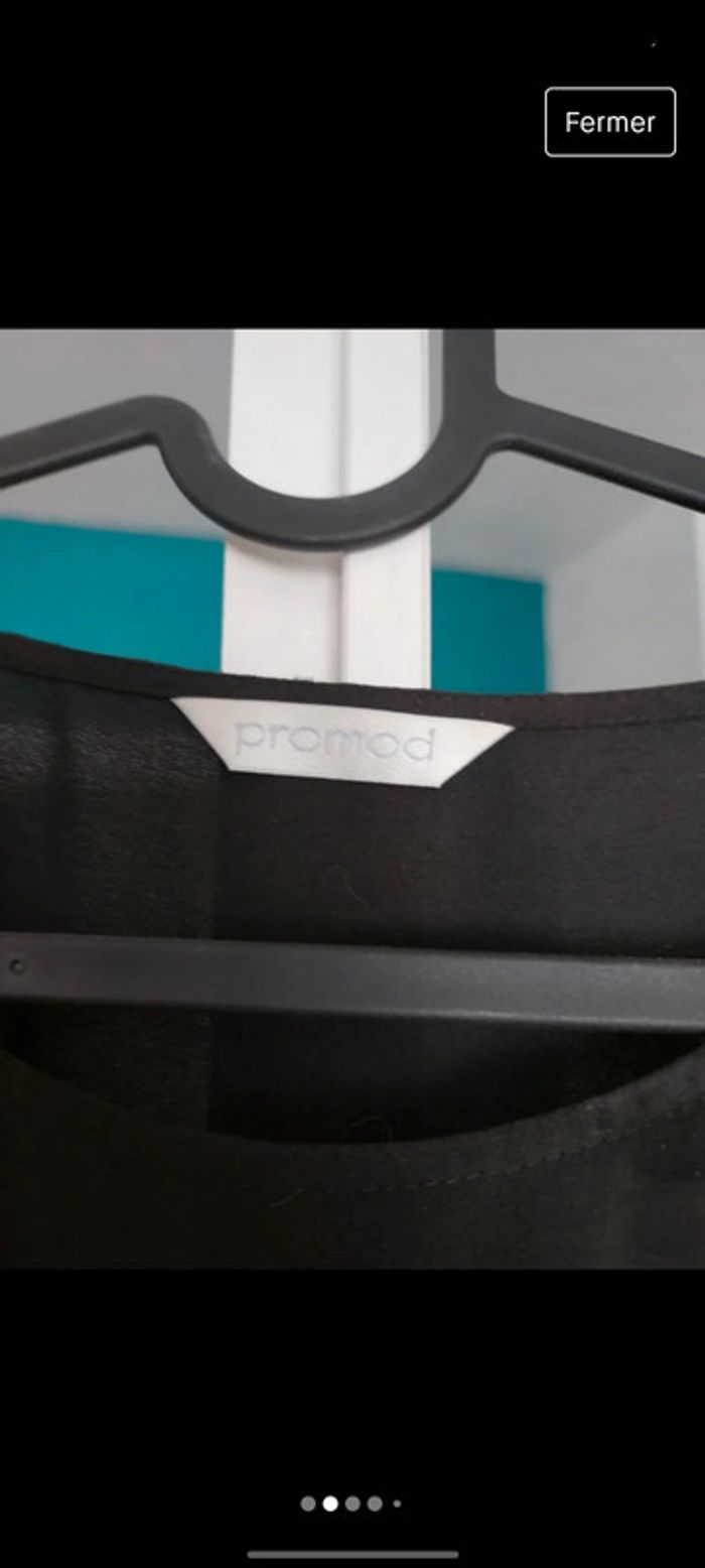 Tunique/blouse Promod taille 38/M blanche et noire avec perles très bon état - photo numéro 2