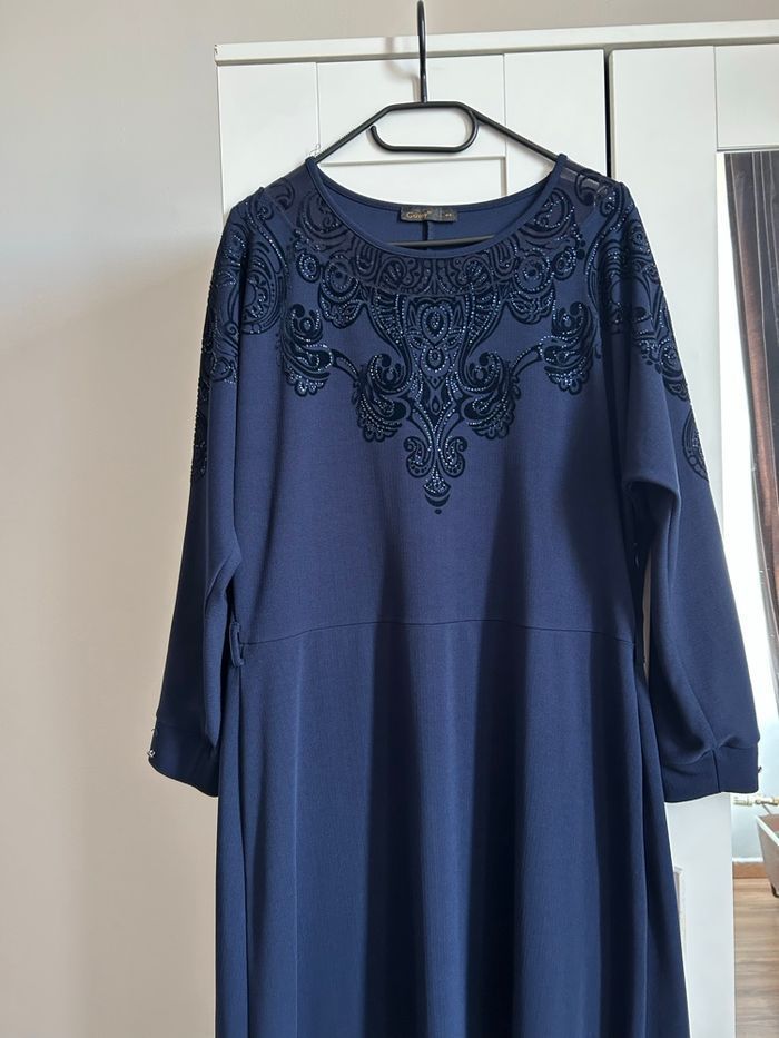 Robe de soirée longue marine à strass Güzey Made In Turquie Taille 44 - photo numéro 2