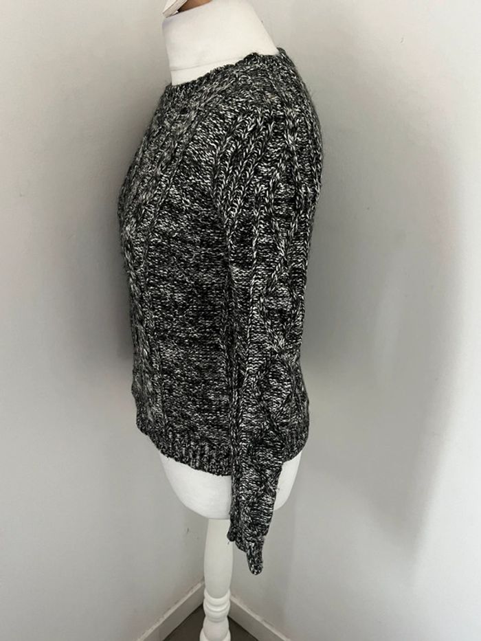 Pull chiné avec mohair gris torsadé Maje M - photo numéro 4