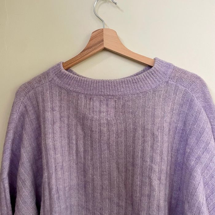 Pull Bizzbee lilas en maille côtelée Taille M Coupe loose V072 - photo numéro 8