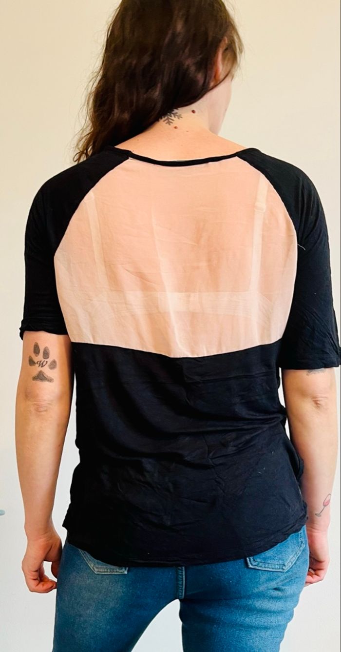 T-shirt bicolore noir et beige SH Basic - Taille M/38 - Très bon état - photo numéro 2