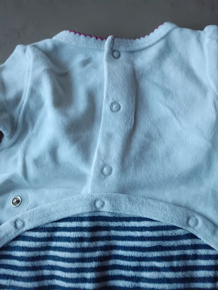 Pyjama 1 pièce bébé fille 3 mois joli petit cœur marinière  Gémo - photo numéro 4