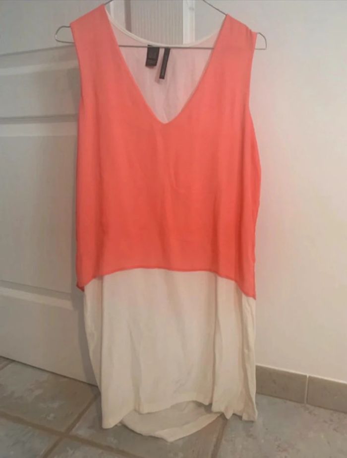 Robe Mango crème et corail taille xs
