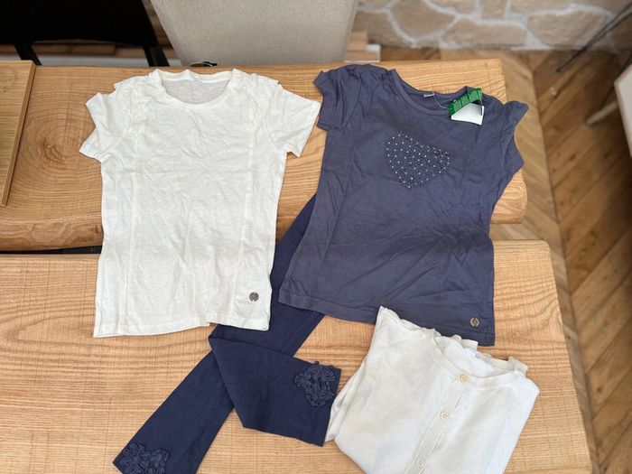 Ensemble 10 ans Zeeman t-shirt legging gilet blanc bleu marine - photo numéro 6