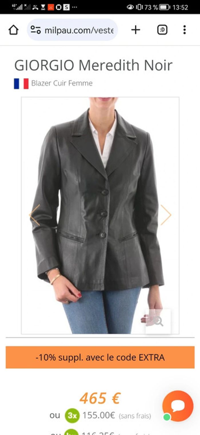 Veste cuir Marine femme taille 52 - photo numéro 4