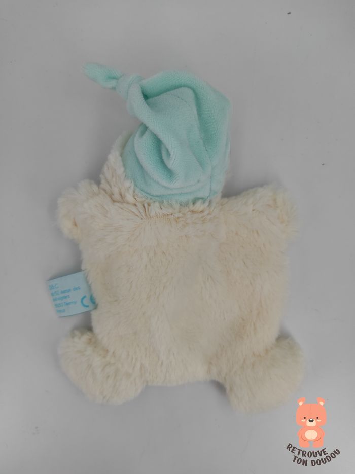 Doudou Plat Ours crème bleu BN742 Baby Nat' - photo numéro 2