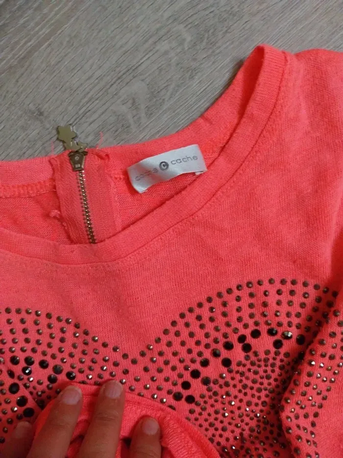 Tee-shirt femme 38 saumon fluo - photo numéro 4