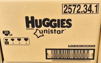 Lot de 4 paquets de couches Huggies Unistar Taille 3 (4-9kg)