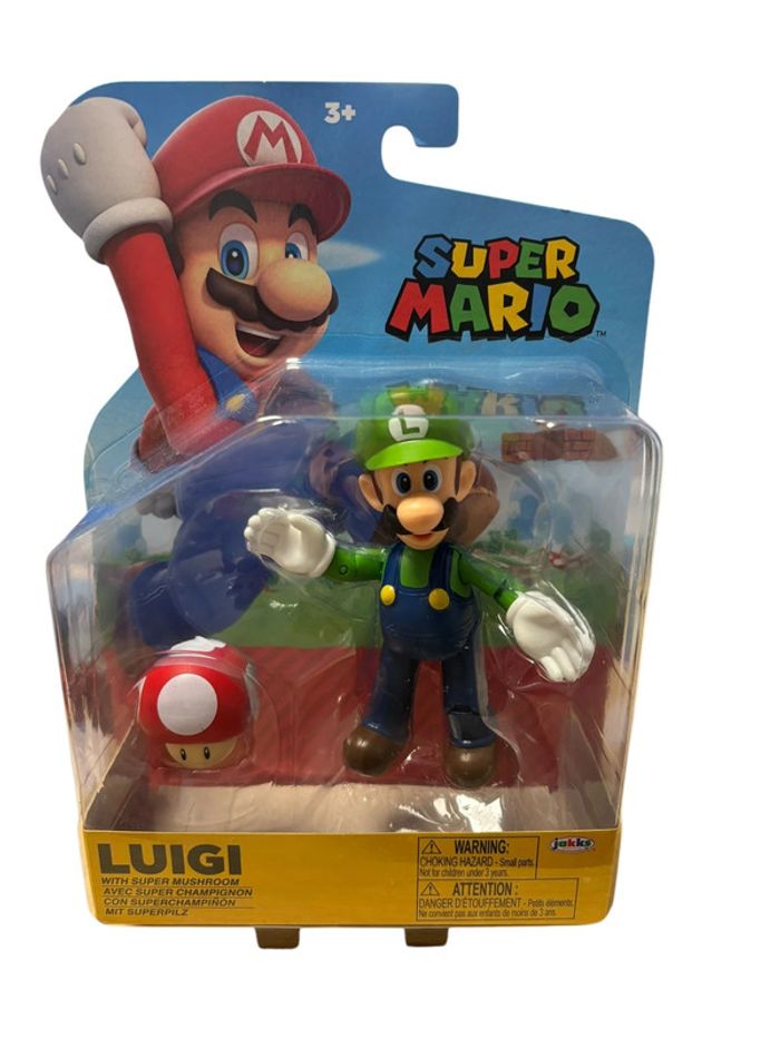 Figurine Super Mario Luigi avec super Champignon Jakks Pacific neuf