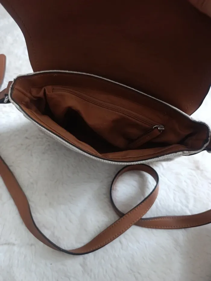 Sac bandoulière toile rayures marron - photo numéro 7