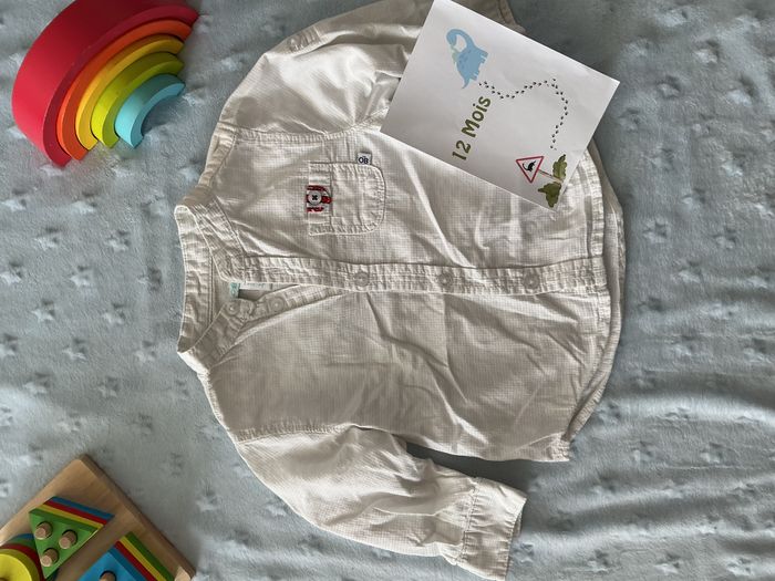 chemise manches longues blanc poche poitrine 12 mois obaibi - photo numéro 2